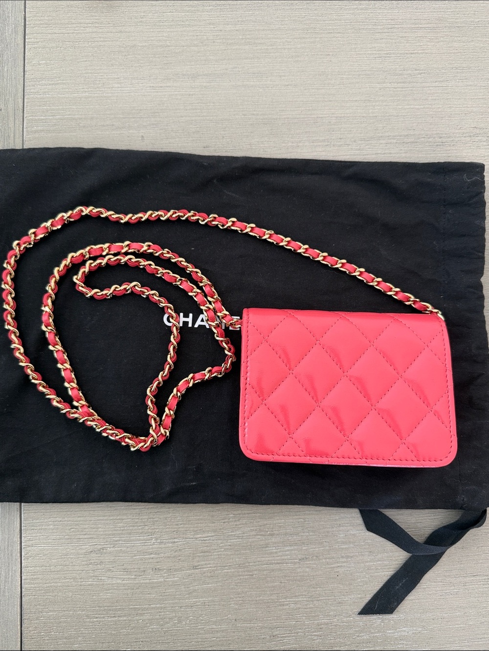 CHANEL Red Pink Quilted Mini Gold Chain Crossbody - Picture 14 of 15